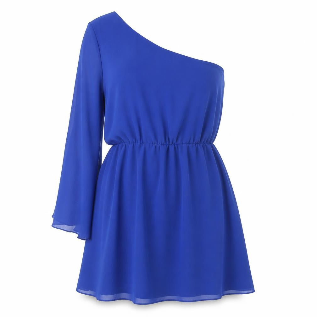 Miso Womens Blue Polyester A-Line Size 14 One Shoulder Pullover