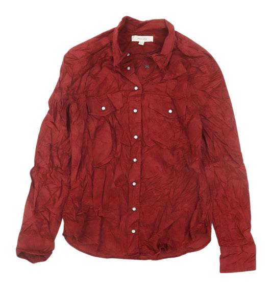 Marks and Spencer Red Corduroy Button-Up Shirt Size 8
