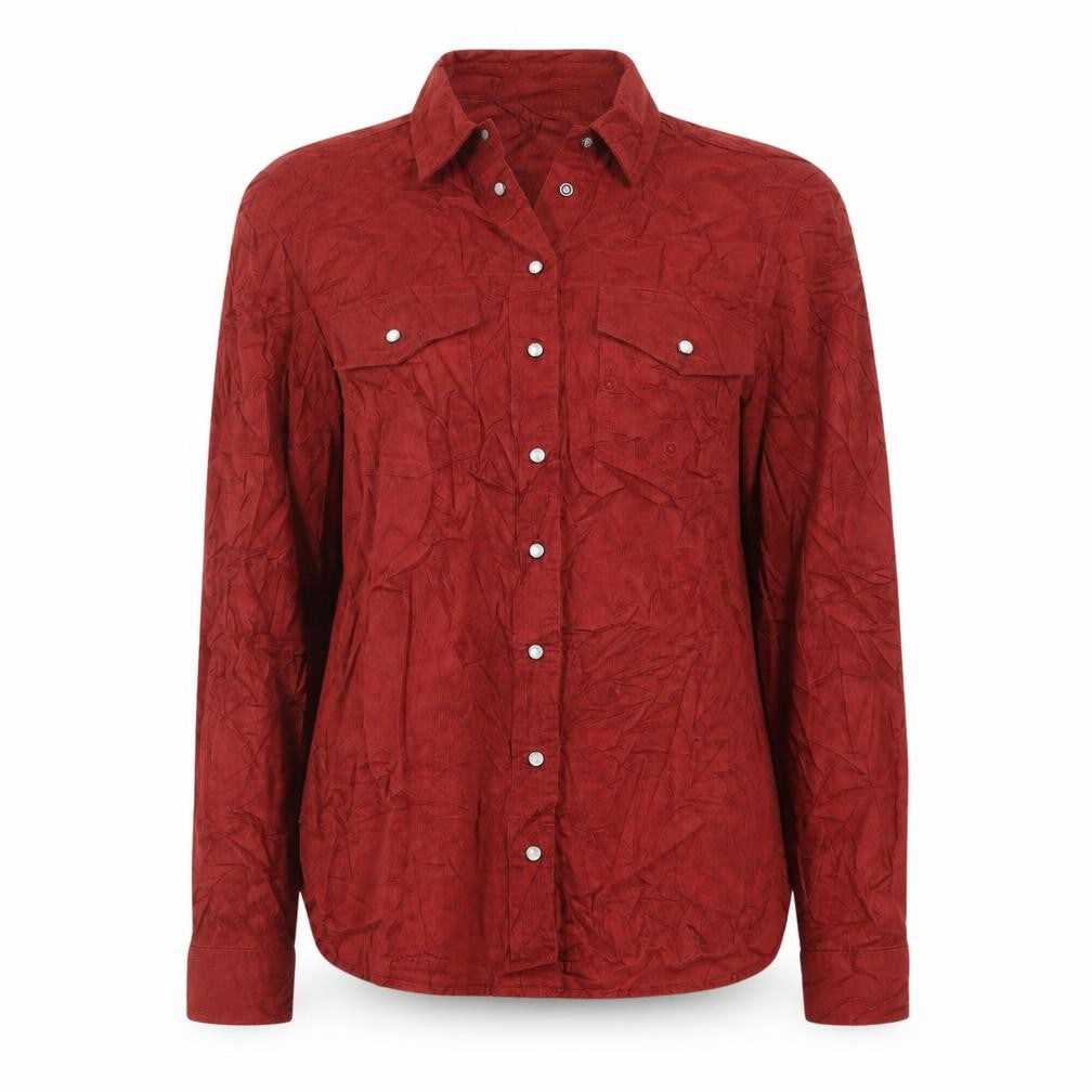 Marks & Spencer Red Corduroy Button-Up Shirt Size 8