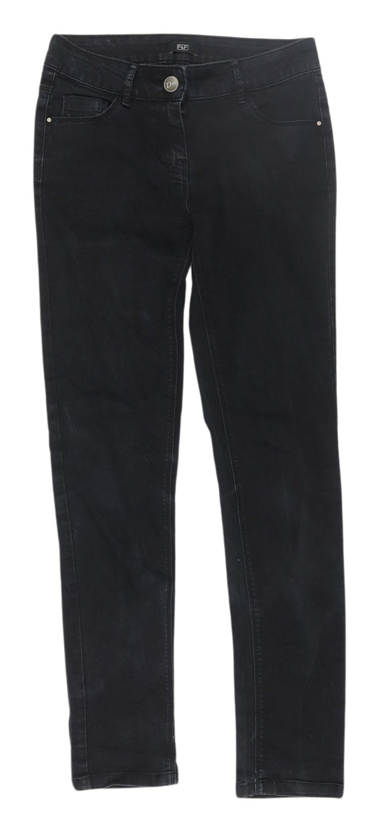 F&F Women's Black Skinny Jeans, Size 8, Stretch Denim