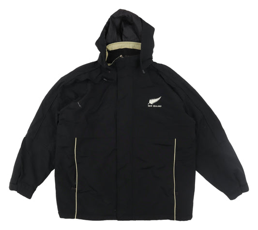 Essentials Men's Black Hooded Parka Jacket Large