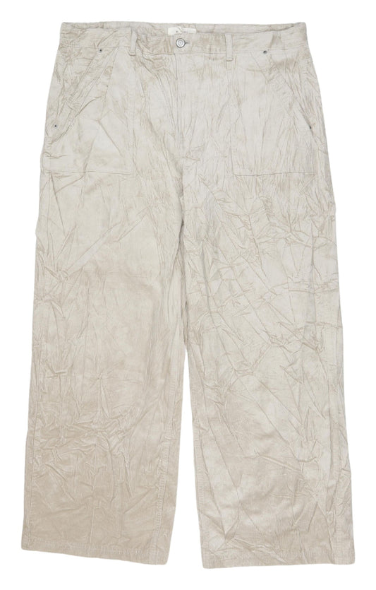 Marks and Spencer Women's Beige Wide-Leg Trousers