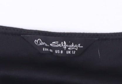Close-up detail of Miss Selfridge Women's Black Camisole Tank, size 12