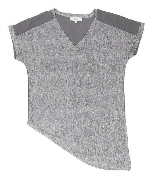 Next Women's Grey Asymmetrical V-Neck Top Size 12