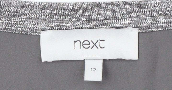 Next Women's Grey Asymmetrical V-Neck Top Size 12
