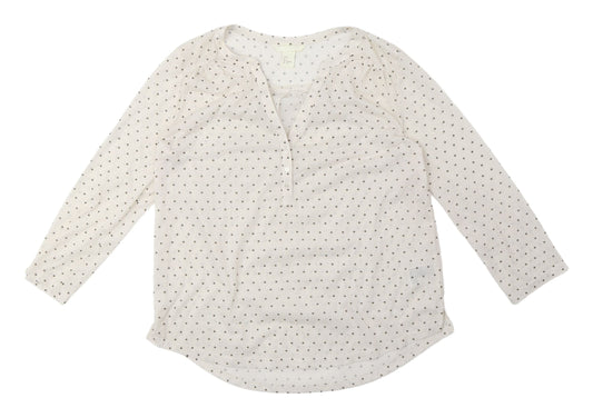 H&M Women's Ivory Polka Dot Blouse, Size Small, Button Accents