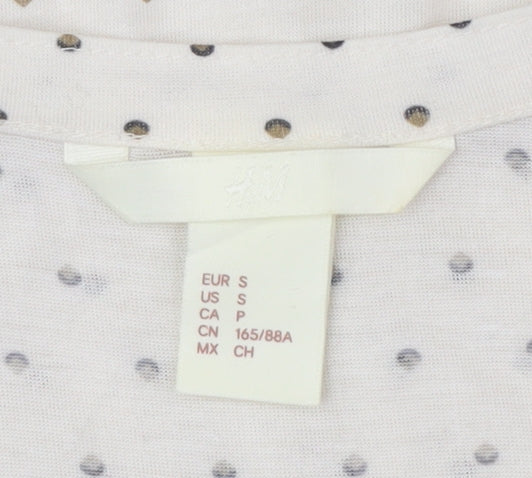 H&M Women's Ivory Polka Dot Blouse, Size Small, Button Accents