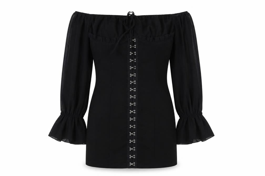PRETTYLITTLETHING Black Off-Shoulder Bodycon Dress, Size 10