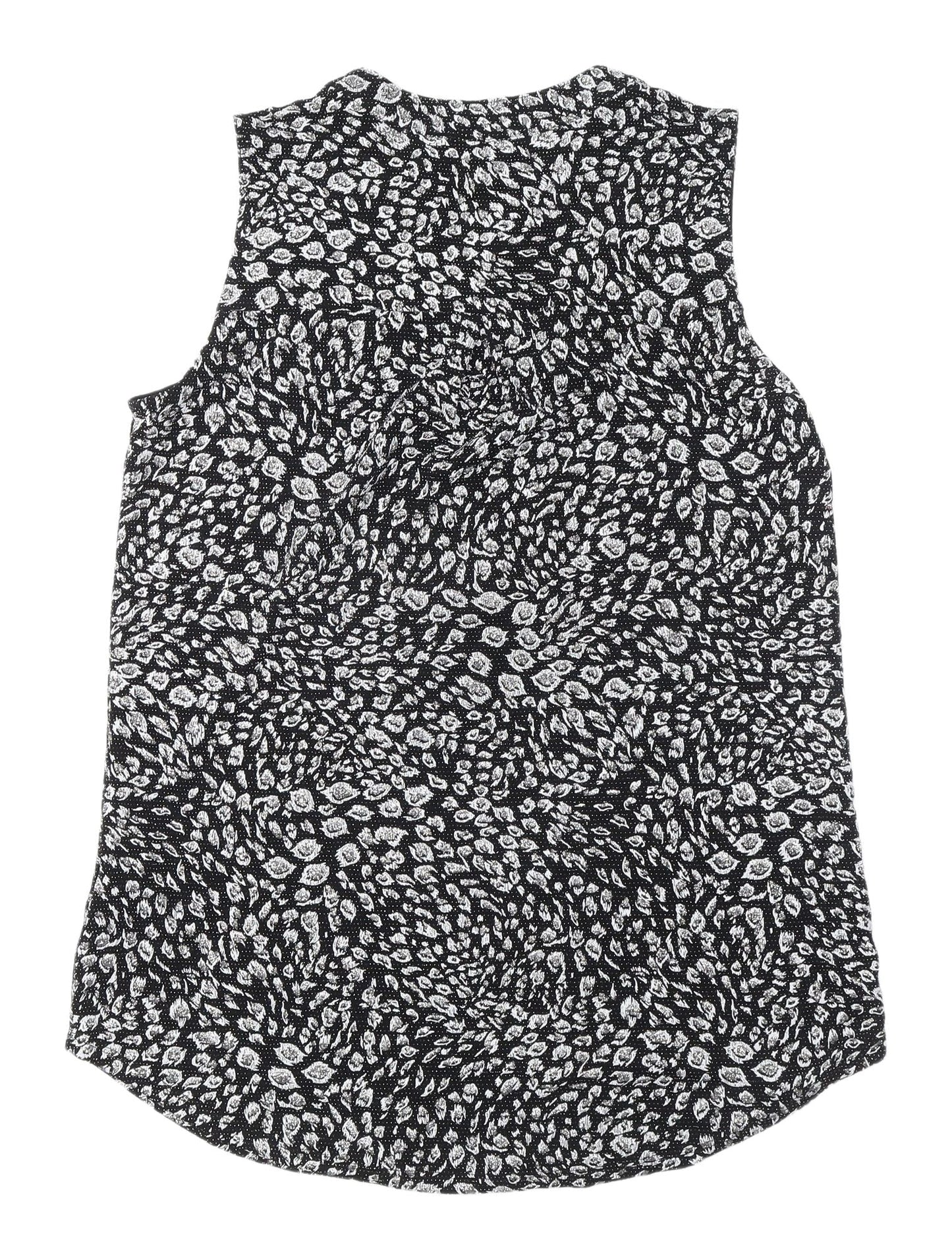 Roman Women's Black Animal Print Sleeveless Blouse, Size 10