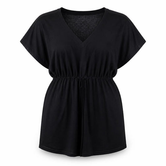 New Look Women's Black Short Sleeve V-Neck Dress M