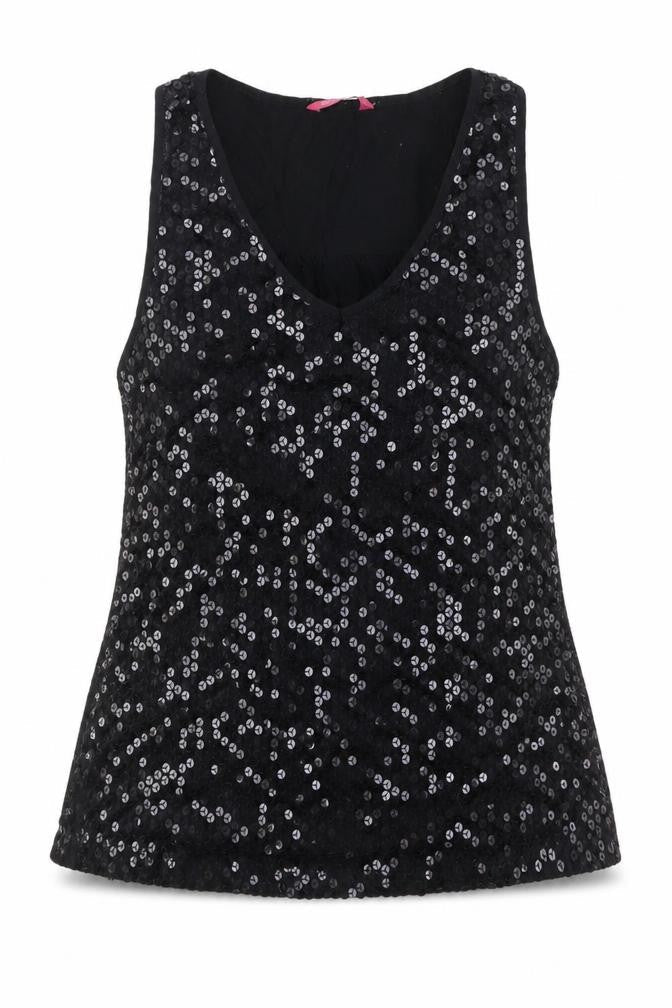 Definitions Women's Black Sequin Tank Top, UK 16