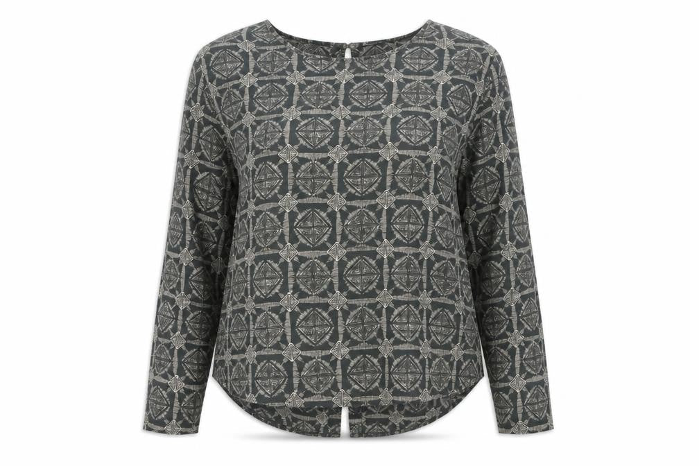 Next Women's Grey Geometric Blouse Size 12