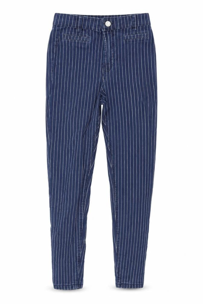 Bershka Women's Blue Striped Ankle Jeans, Size 6