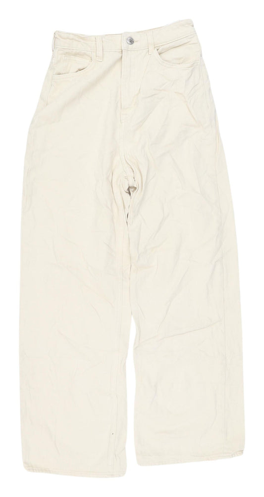 Women's Ivory Wide-Leg Jeans, High-Rise Relaxed Fit