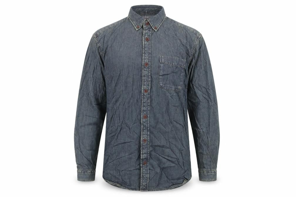 Marks & Spencer Men's Blue Denim Shirt, S, Button-Up