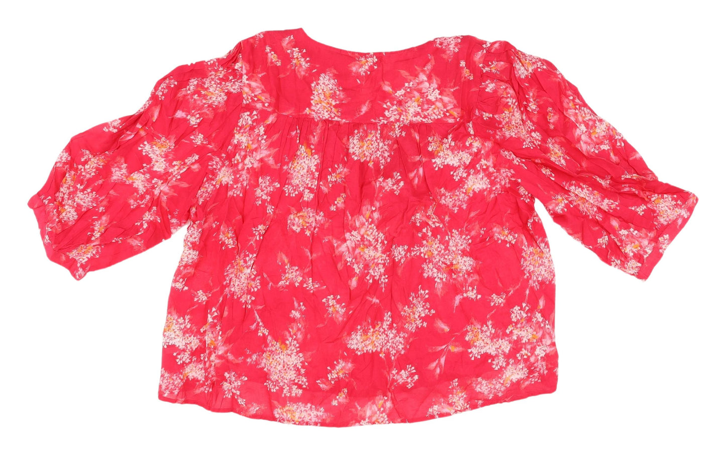 M&S Women's Pink Floral Tunic Blouse, Size L, Cotton
