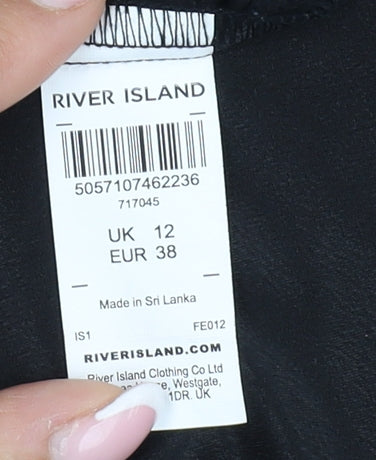 River Island Women's Black Wrap Midi Dress Size 12