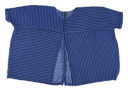 Back view of ASOS Women's Blue Striped Button-Up Shirt, size 14