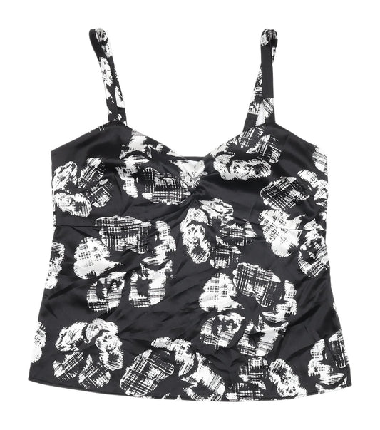 Debenhams Black Floral Camisole Tank Top - Size 10 Petite