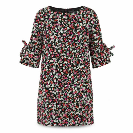 H&M Women Black Floral Shift Dress Size 4