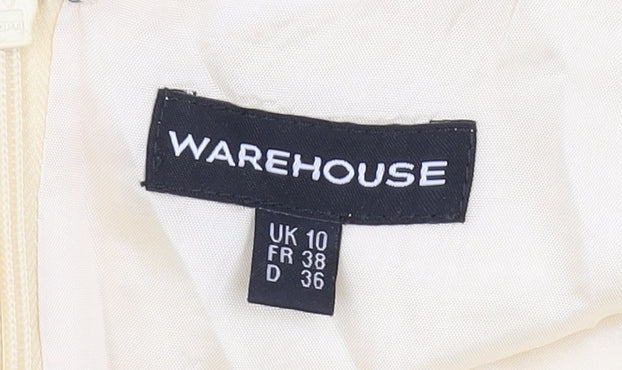 Warehouse Women's Ivory Cotton Sheath Dress Size 10
