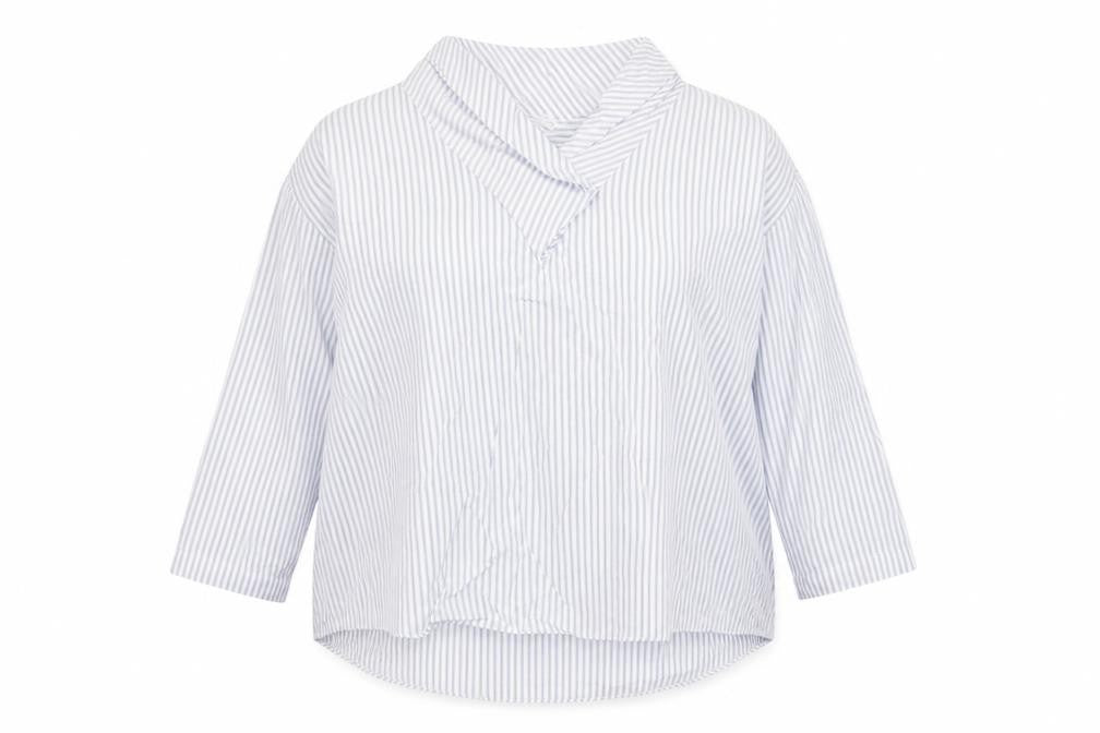 Zara Women's Blue Striped Button-Up Shirt XL