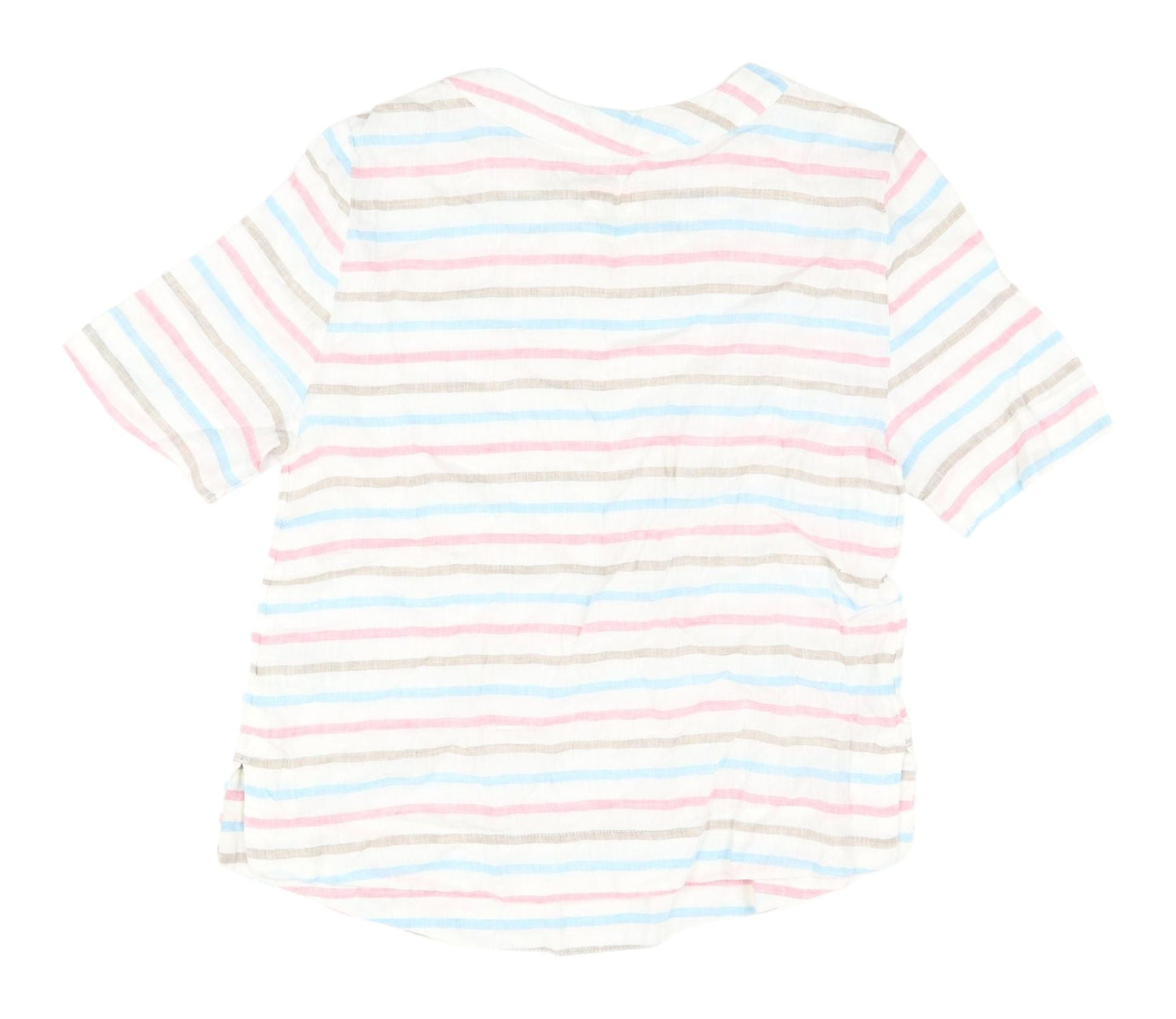 Marks and Spencer Women's Multicolour Striped Linen T-Shirt