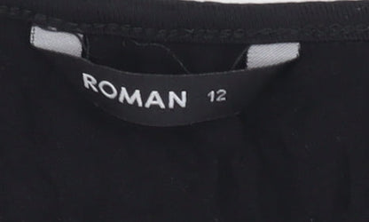 Close-up detail of Roman Women's Multicoloured Geometric Blouse, size 12