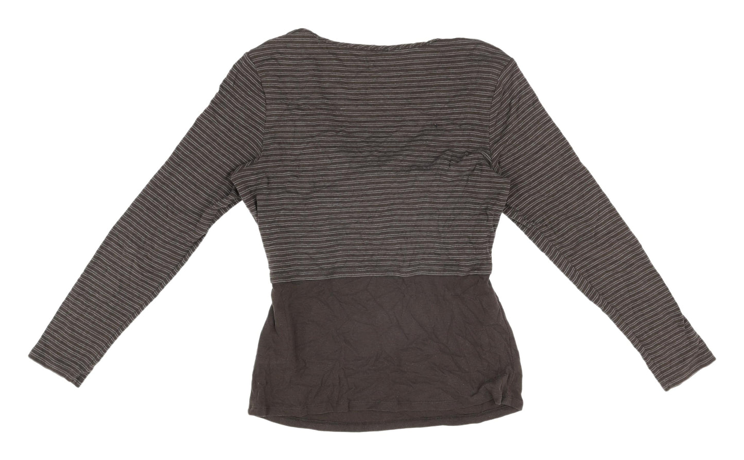 Marks & Spencer Women's Brown Striped Crop T-Shirt UK 14