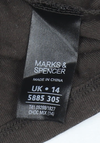 Marks & Spencer Women's Brown Striped Crop T-Shirt UK 14