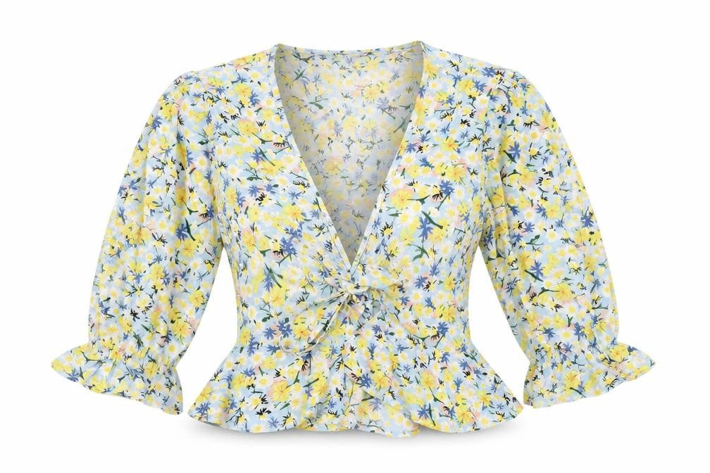 Quiz Women's Floral Wrap Blouse 3/4 Sleeve Size 8
