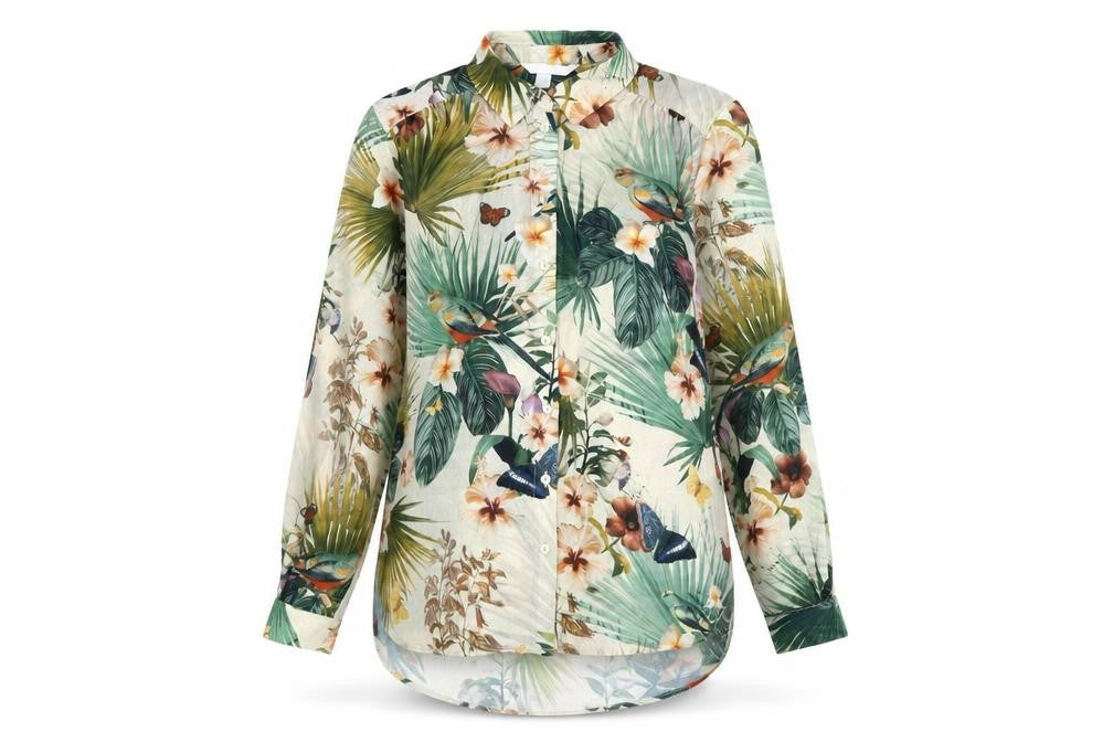 H&M Women's Multicoloured Floral Button-Up Tunic, Size 8