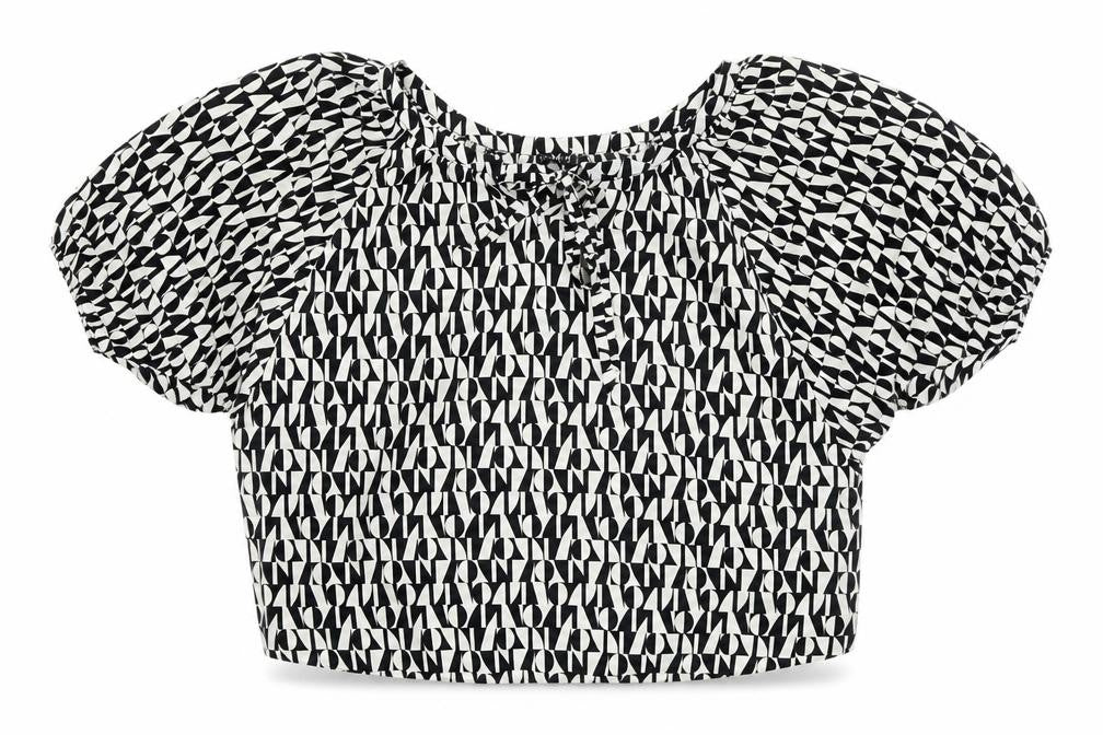 CMD Women's Black & White Cropped Blouse, Size 14