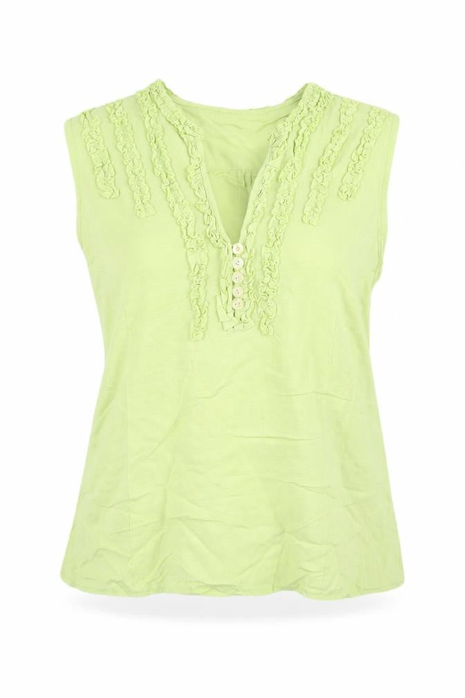 Just Elegance Green Linen Blend Sleeveless Blouse UK 16