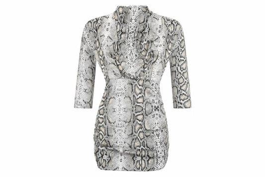 I Saw It First Womens Grey Animal Print Dress S