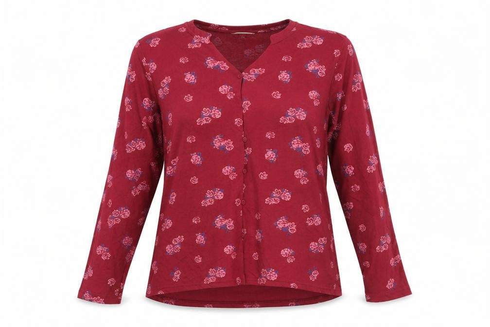 Plum Tree Women's Floral Red Blouse UK 14 Casual