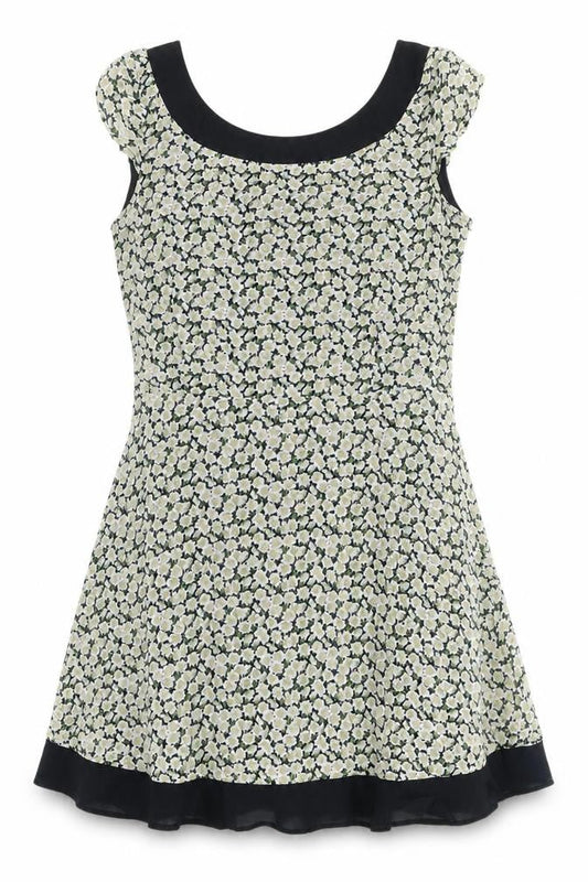 French Connection Women's Black Floral A-Line Dress 12