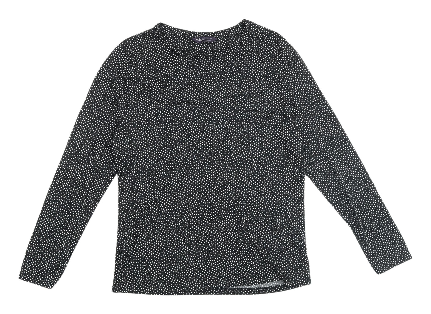 Marks and Spencer Women's Black Polka Dot Long Sleeve T-Shirt