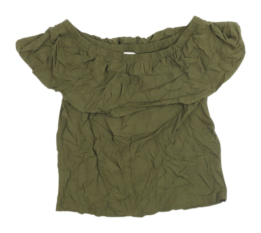 VILA Women's Green Off-Shoulder Blouse Size 10