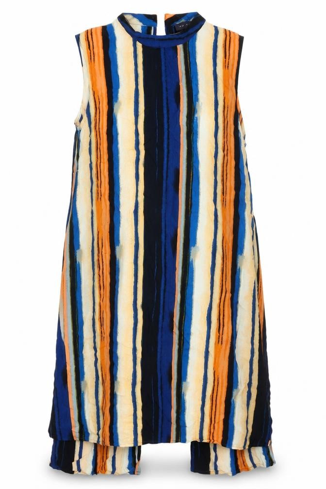 Marks & Spencer Women's Multicoloured Striped Open Back Tunic Blouse UK 12