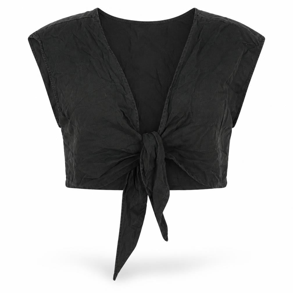 Oliver Bonas Women's Black Cropped Blouse, Size 14