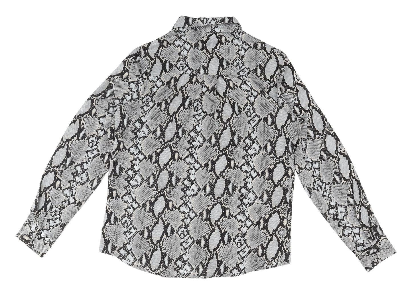 New Look Women's Grey Animal Print Button-Up Shirt Size 10