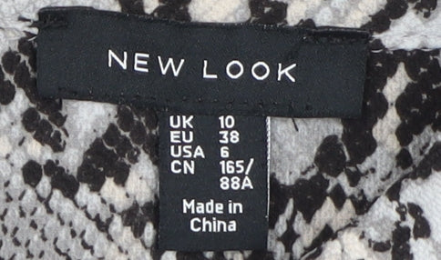 New Look Women's Grey Animal Print Button-Up Shirt Size 10