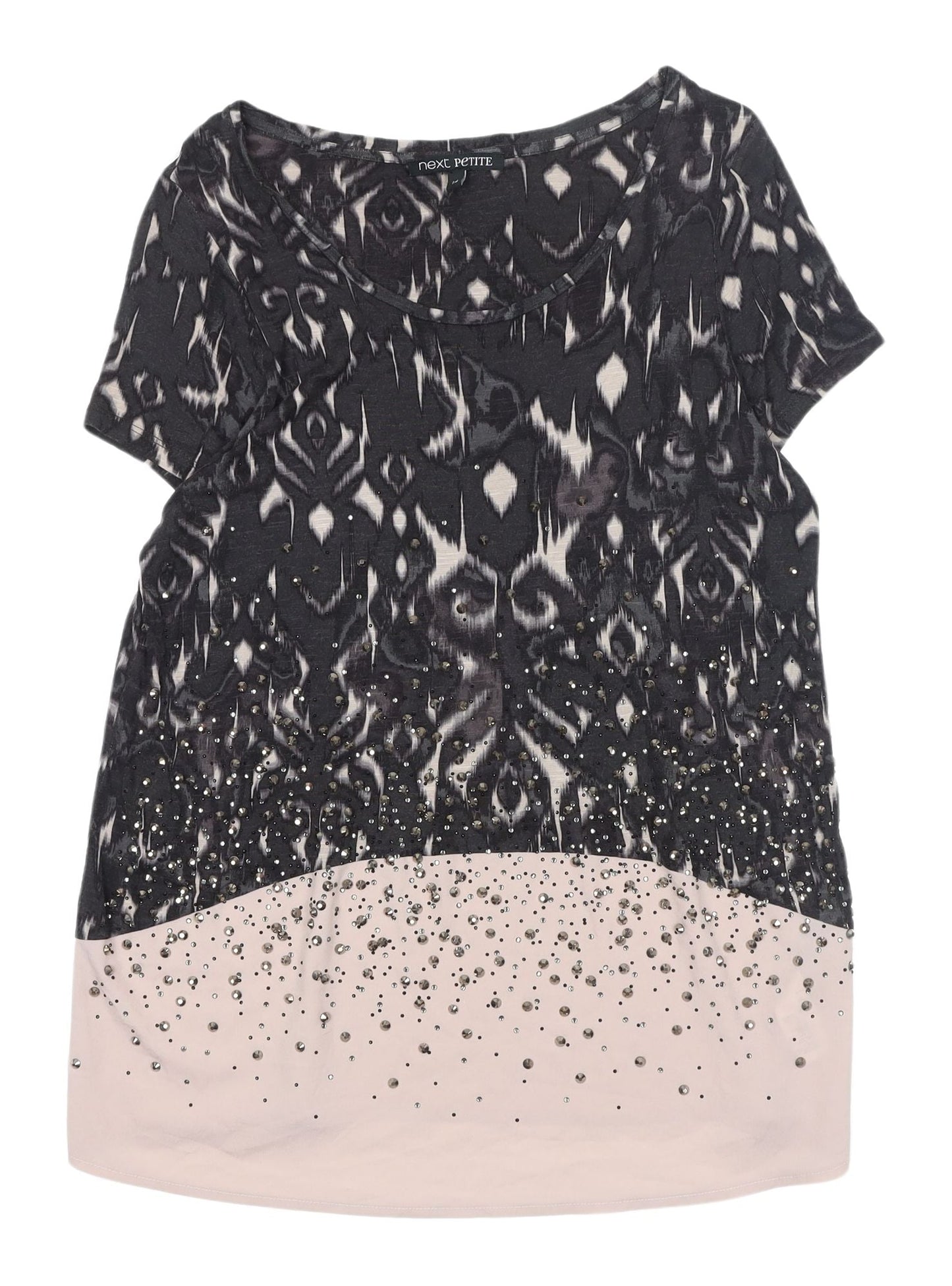 Next Women's Black Geometric Petite Top, Size 14