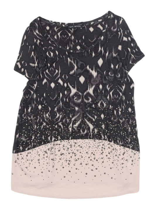 Next Women's Black Geometric Petite Top, Size 14