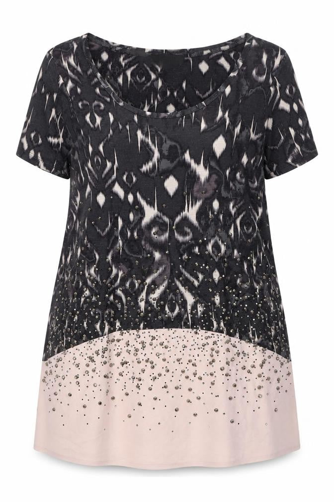 Next Women's Black Geometric Petite Top, Size 14
