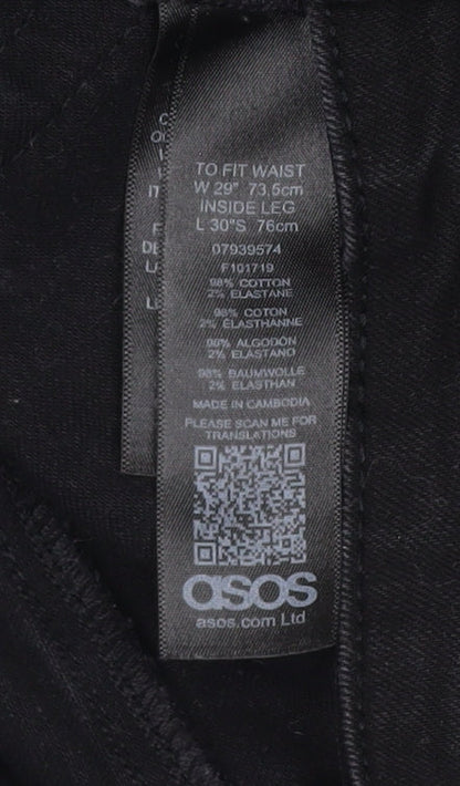 Close-up detail of ASOS Men's Black Skinny Jeans, size 29, Regular Fit