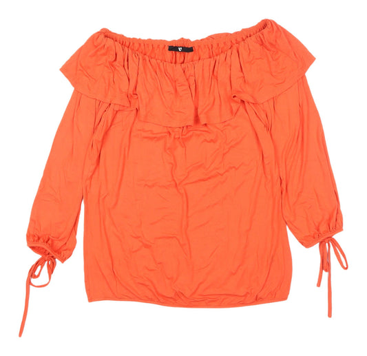 Very Women's Orange Off the Shoulder Blouse, Size 14