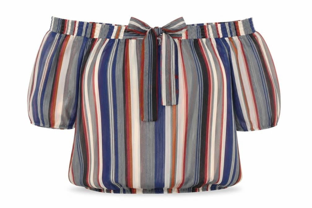 Blue Vanilla Women's Multicoloured Off Shoulder Blouse Size 14