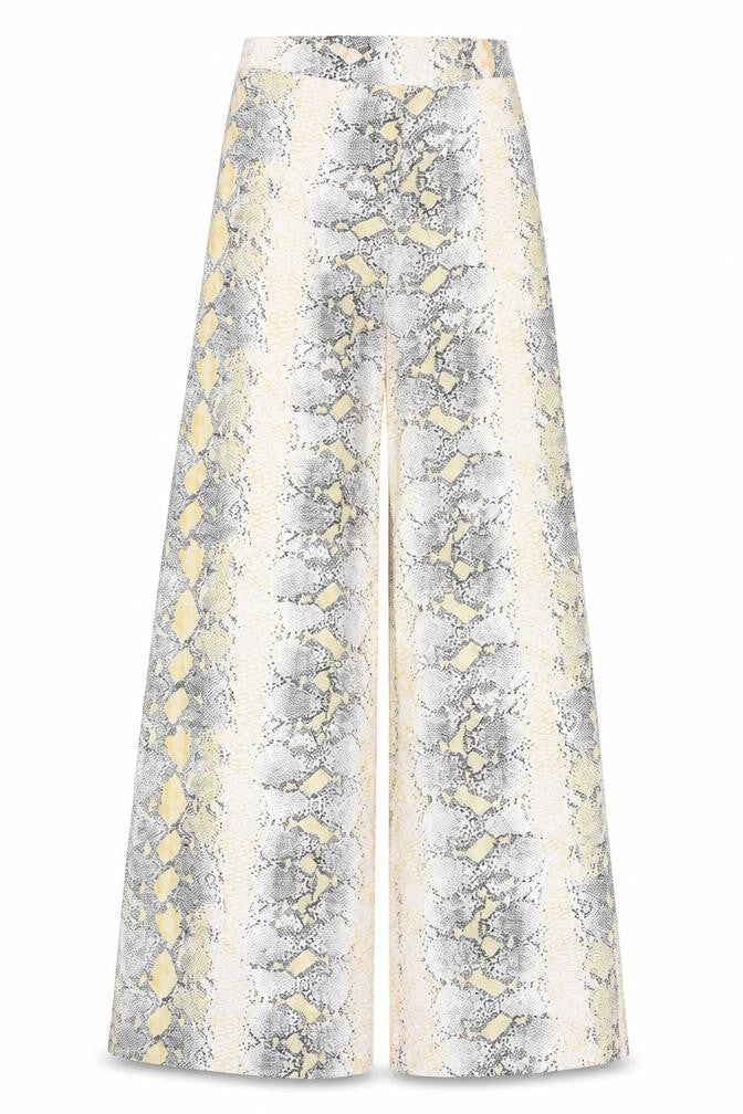 PrettyLittleThing Women's Yellow Snake Print Trousers